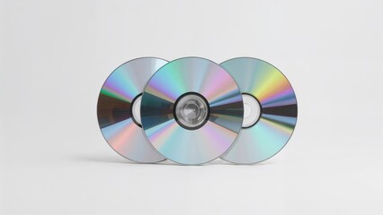 Three Optical Discs Positioned on a White Background