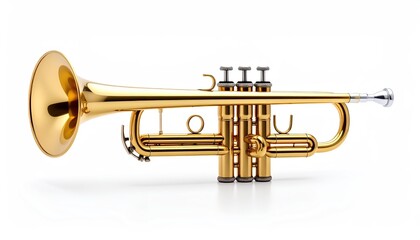 Obraz premium Golden Trumpet Musical Instrument Isolated on White