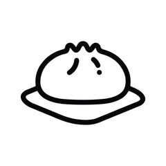Minimalist Baozi Steamed Bun Icon on a Plate