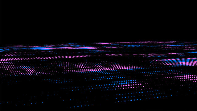 Abstract colors vanishing texture. The concept of data movement by binary code. Halftone with noise effect and dots. Matrix background on screen. Futuristic vector pattern.