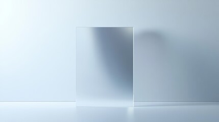 Transparent acrylic panel with subtle surface texture, frosted glass effect overlay, geometric rectangular frame, premium 3d render, soft edge reflection, minimalist glossy finish, clean modern