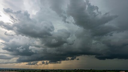 Rain clouds in motion under a gloomy sky