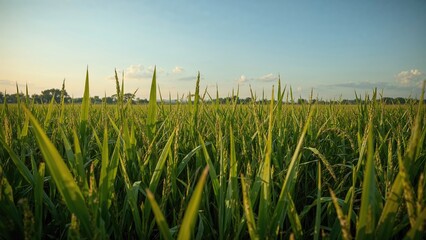 Lush Paddy Fields in a Rural Landscape During Autumn