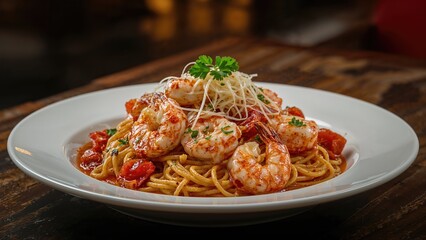 Seafood pasta featuring shrimp and squid