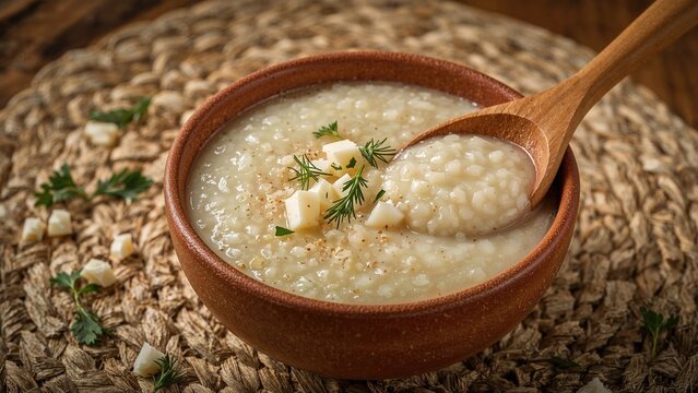 Classic coarse cornmeal porridge cooked with butter and salt, a staple traditional meal
