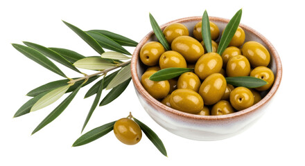 Isolated bowl of green olives