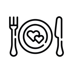 [Romantic Dinner for Two Line Icon]