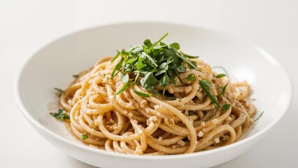 Noodles with Seaweed and Shiso Leaves in Traditional Japanese Fashion