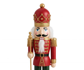 Detailed Christmas Nutcracker Ornament in Red and Gold, Holiday Decor Accent, Vintage Wooden Toy Soldier Decoration