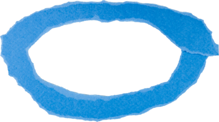 Blue torn paper circle frame isolated on white background for creative use in design projects