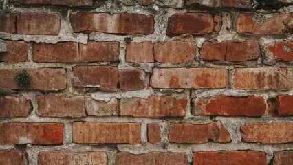 Fototapeta premium Detailed view of worn brick wall surface