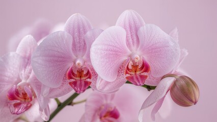 Fototapeta premium Orchid flowers blooming up close, ideal for background imagery