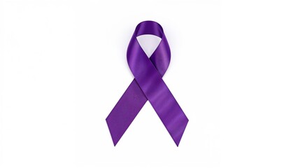 Symbolic purple ribbon for lupus, Alzheimer's, and sarcoidosis on a clean white surface