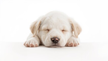 Adorable young dog portrait with a sleeping baby theme