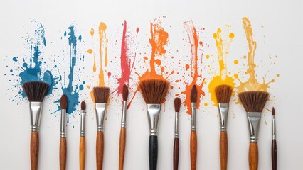 Assortment of trendy abstract paintbrushes designed for canvas art