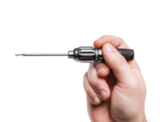 A close-up view of a hand confidently holding a compact precision drill
