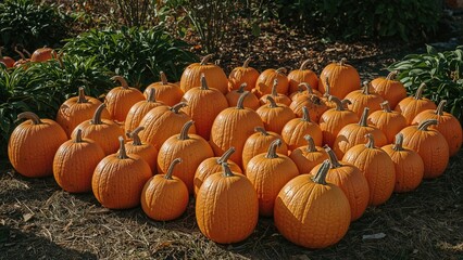 Harvested pumpkins laid out at an open-air market