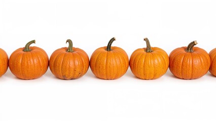Fototapeta premium A sequence of pumpkins displayed on a plain white surface