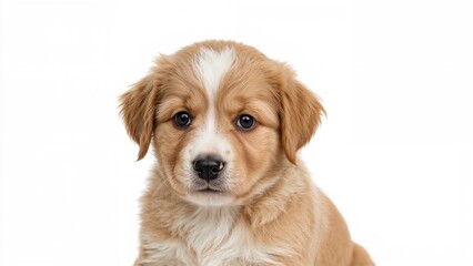 Single Puppy Posed on White