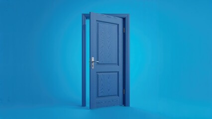 Open door on blue surface signifying the concept of opportunity