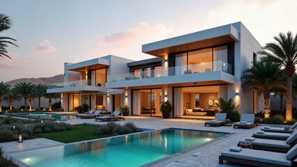 Fototapeta premium View of modern homes in United Arab Emirates 