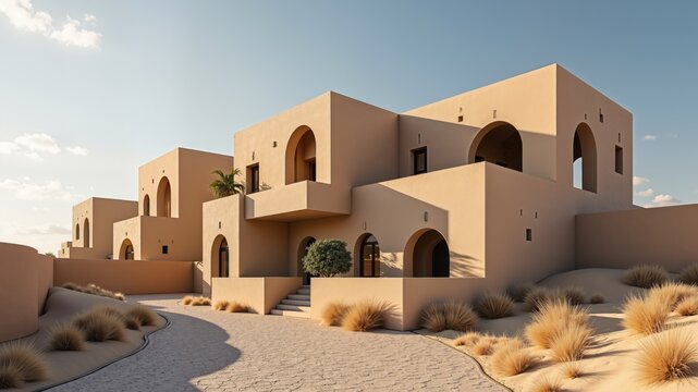 typical expample of arabian architecture, housing, Jibreen (Jabrin), Oman, Middle East
