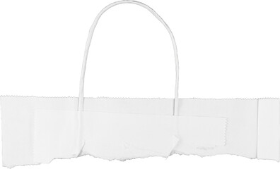 White paper bag with handle isolated on transparent background for eco-friendly packaging and branding purposes, torn paper bag PNG