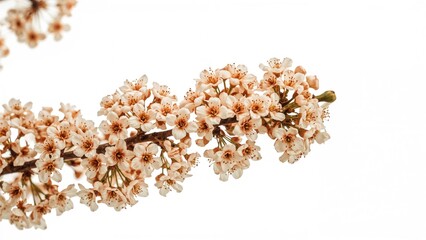 White background showcasing flowers of an orange tree branch