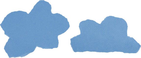 Obraz premium Blue paper clouds cutout shapes isolated on white background