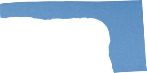 Torn blue paper texture isolated on white background for creative design and craft projects