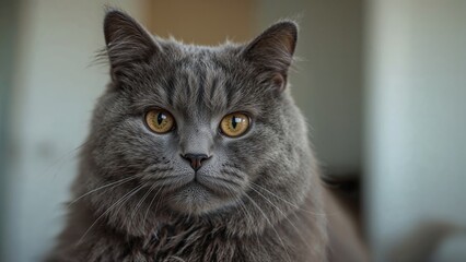Zoomed-in image of a gray cat with hazel eyes