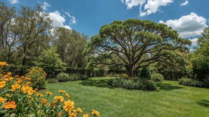 Obraz premium Flourishing Green Area with Lizards in the Wild