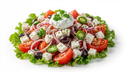 Classic Greek Salad on a White Background