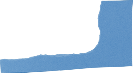 Torn blue paper texture isolated on white background, png