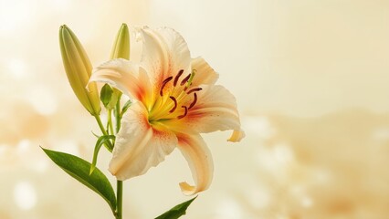 Naklejka premium Eye-catching multi-hued lily flower from a vibrant garden bringing a cheerful and attractive ambiance