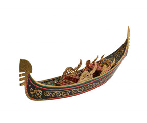 Exquisite Venetian Gondola, A Stock Photo of Intricately Decorated Boat with Gold Accents and Refined Ornamentation