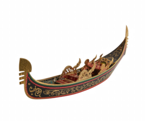 Exquisite Venetian Gondola, A Stock Photo of Intricately Decorated Boat with Gold Accents and Refined Ornamentation