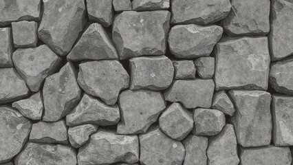 Gray surface with concrete elements exhibiting different contours and lines. Stylish wall feature.