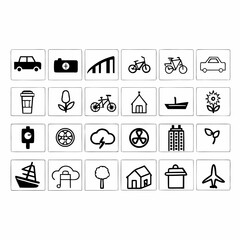 A large set of 100 simple line icons arranged in a grid on a white background. The icons are simple and minimalistic in design, with a clean and minimalist aesthetic. The set includes a variety of ico