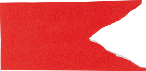 Torn red paper with a jagged edge isolated on white background for creative design and crafting applications