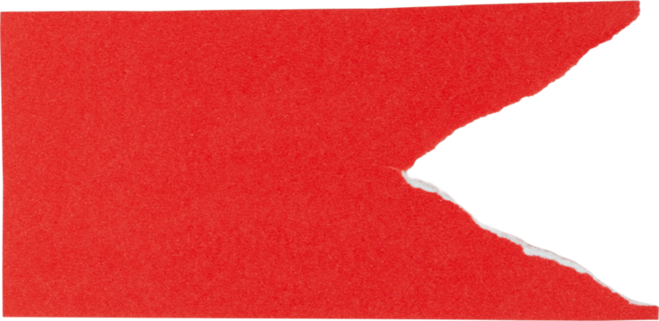 Torn red paper with a jagged edge isolated on white background for creative design and crafting applications