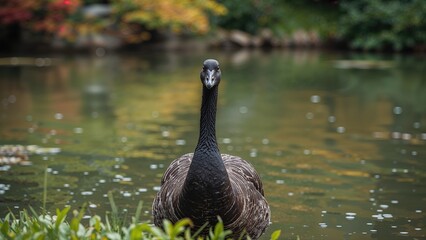 Bird standing near a calm water body