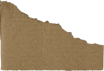Torn piece of brown cardboard textured background, png