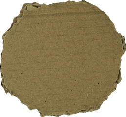 Torn brown cardboard circle texture isolated on white background for creative design and craft projects