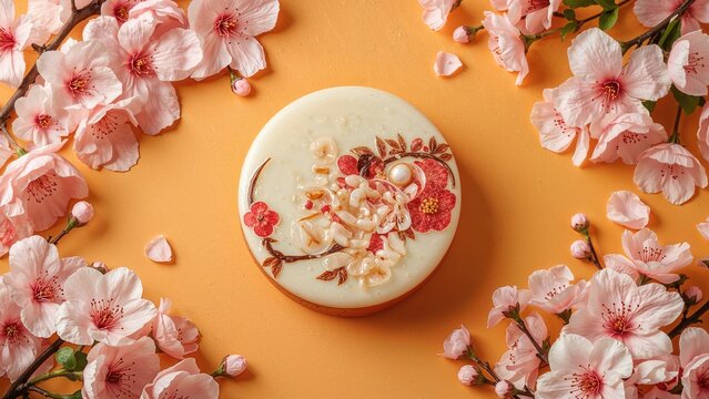 Japanese Traditional Sweet Namagashi with Beautiful Floral Theme