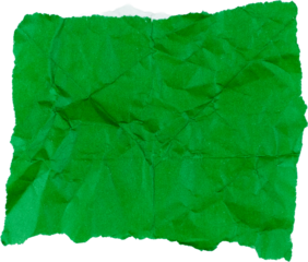 Crumpled green paper texture isolated on white background for creative designs and artistic projects