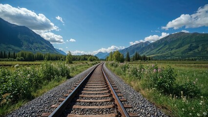 Fototapeta premium Picturesque train journey through wilderness