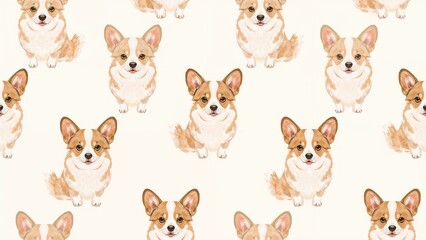 Adorable cartoon corgi dog repeating design