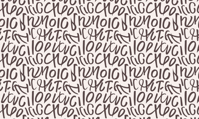 An energetic and expressive seamless pattern featuring abstract, hand-drawn brush script