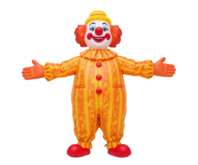 High-Resolution Stock Photo of a Gigantic Inflatable Clown with Open Arms in a Striped Costume